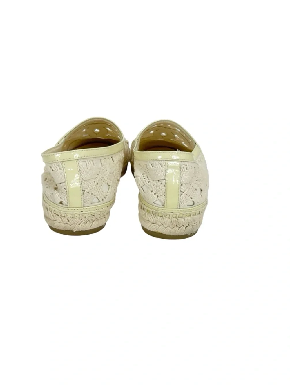 CHANEL Cream Crochet Espadrilles with Pale Yellow Patent Trim Size 40 - Picture 6 of 13